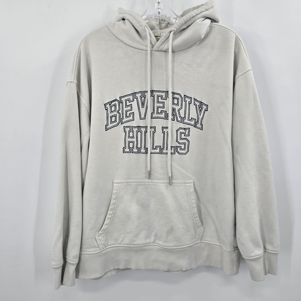 Garage Beverly Hills‎ Graphic Hoodie Womens  Medium Grey Pullover Sweatshirt